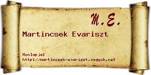 Martincsek Evariszt névjegykártya